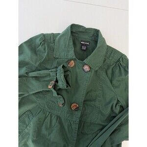 Wet Seal Green Jacket Coat Large Double Breasted Trendy Spring Fall Army Cotton